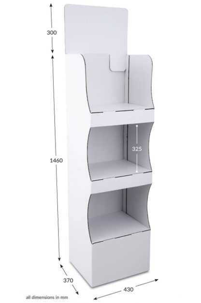 3 Shelf Compact Popup FSDU - Unprinted
