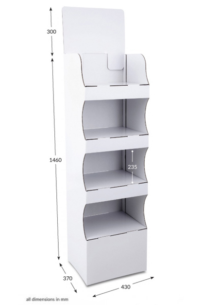 4 Shelf Compact Popup FSDU - Unprinted