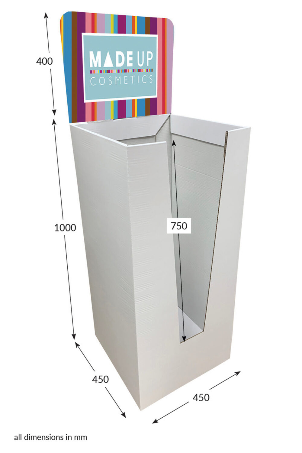Featured image for “Square Dump Bin with Header & Cutout - Header Printed”