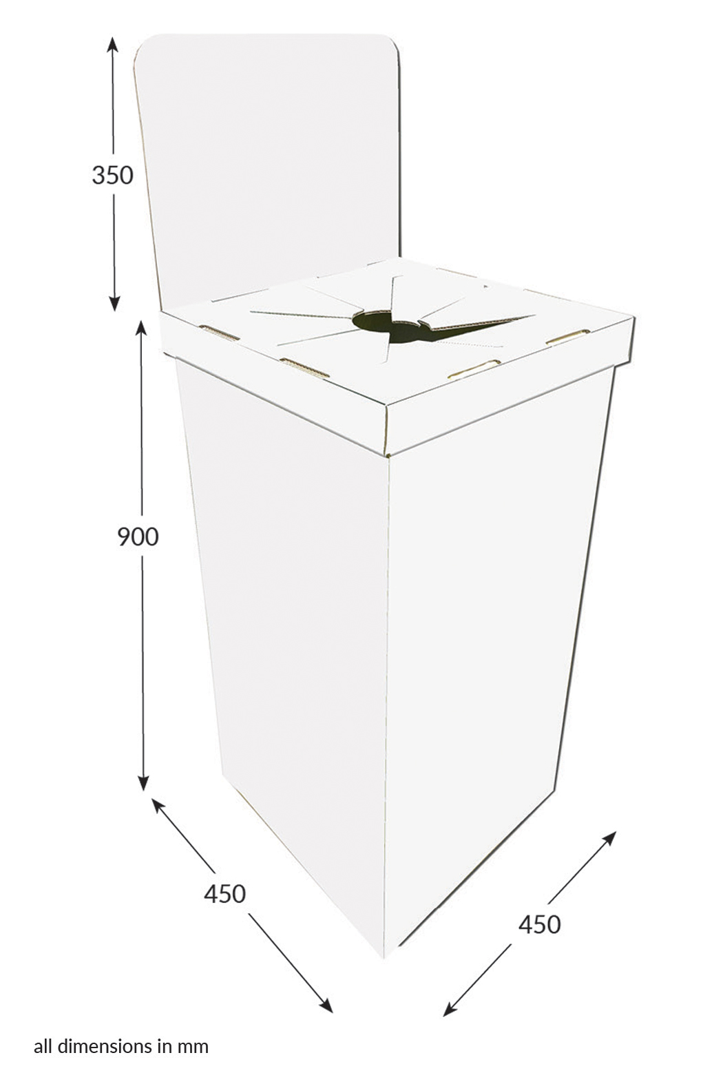 Featured image for “Large Square Dump Bin With Header & Lid - Unprinted”