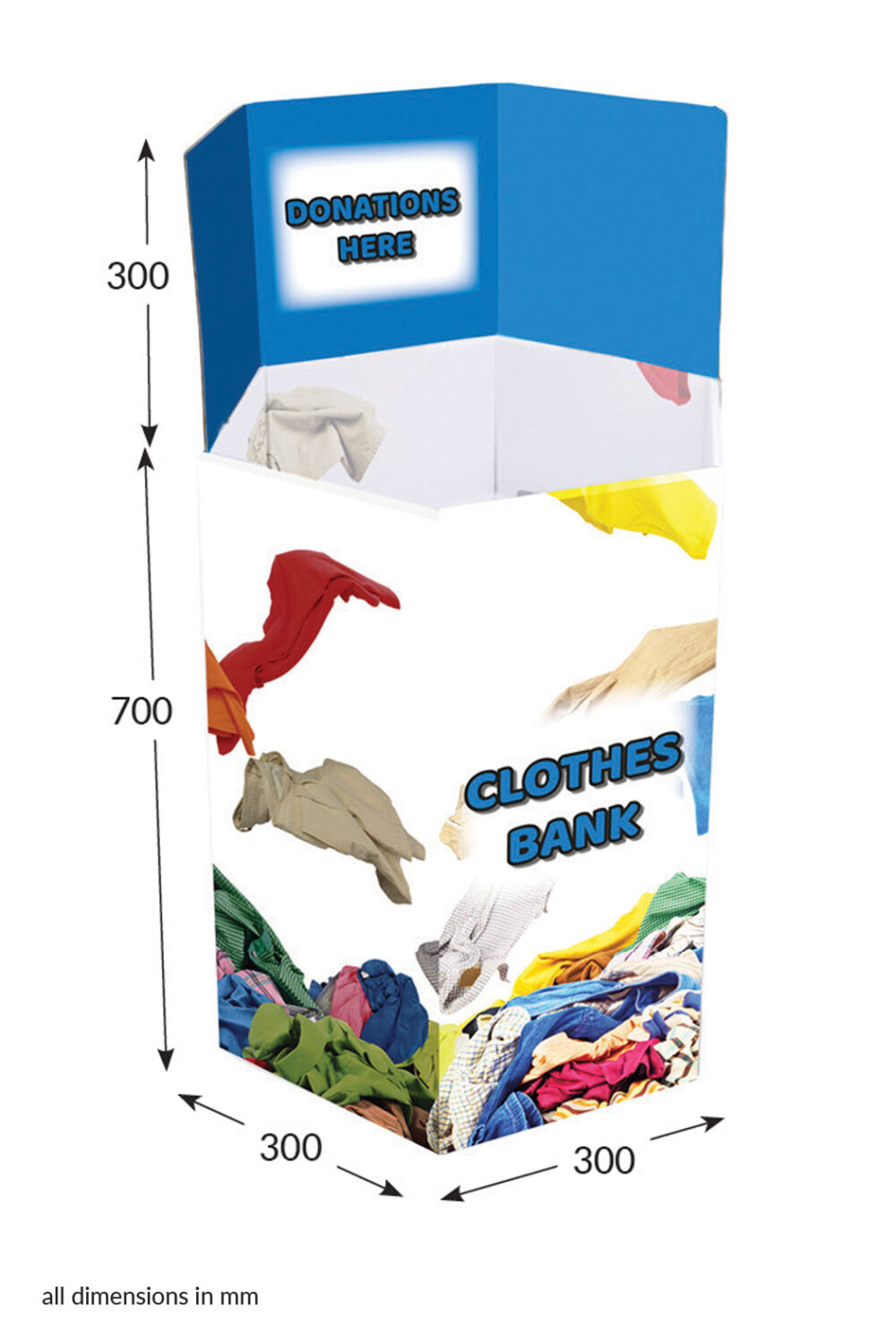 Featured image for “Large Hexagonal Dump Bin - Clothes Bank”