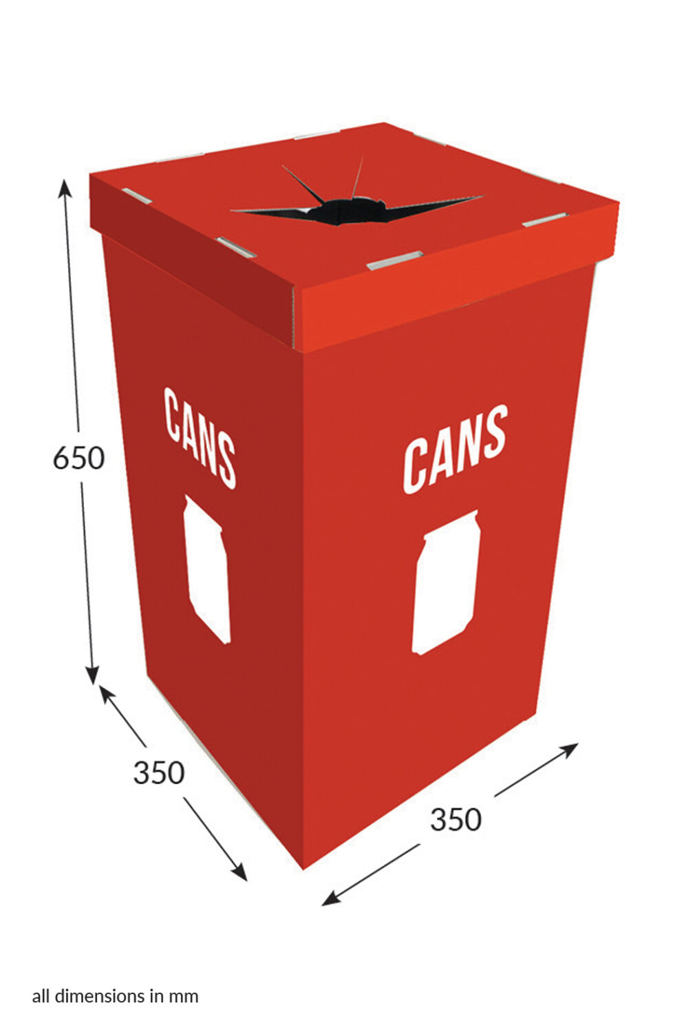 Featured image for “Small Square Dumpbin With Lid - Cans (Red)”