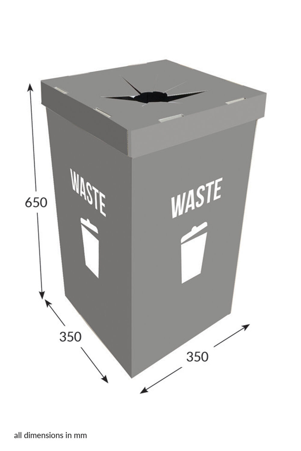 Featured image for “Small Square Dumpbin With Lid - Waste (Grey)”