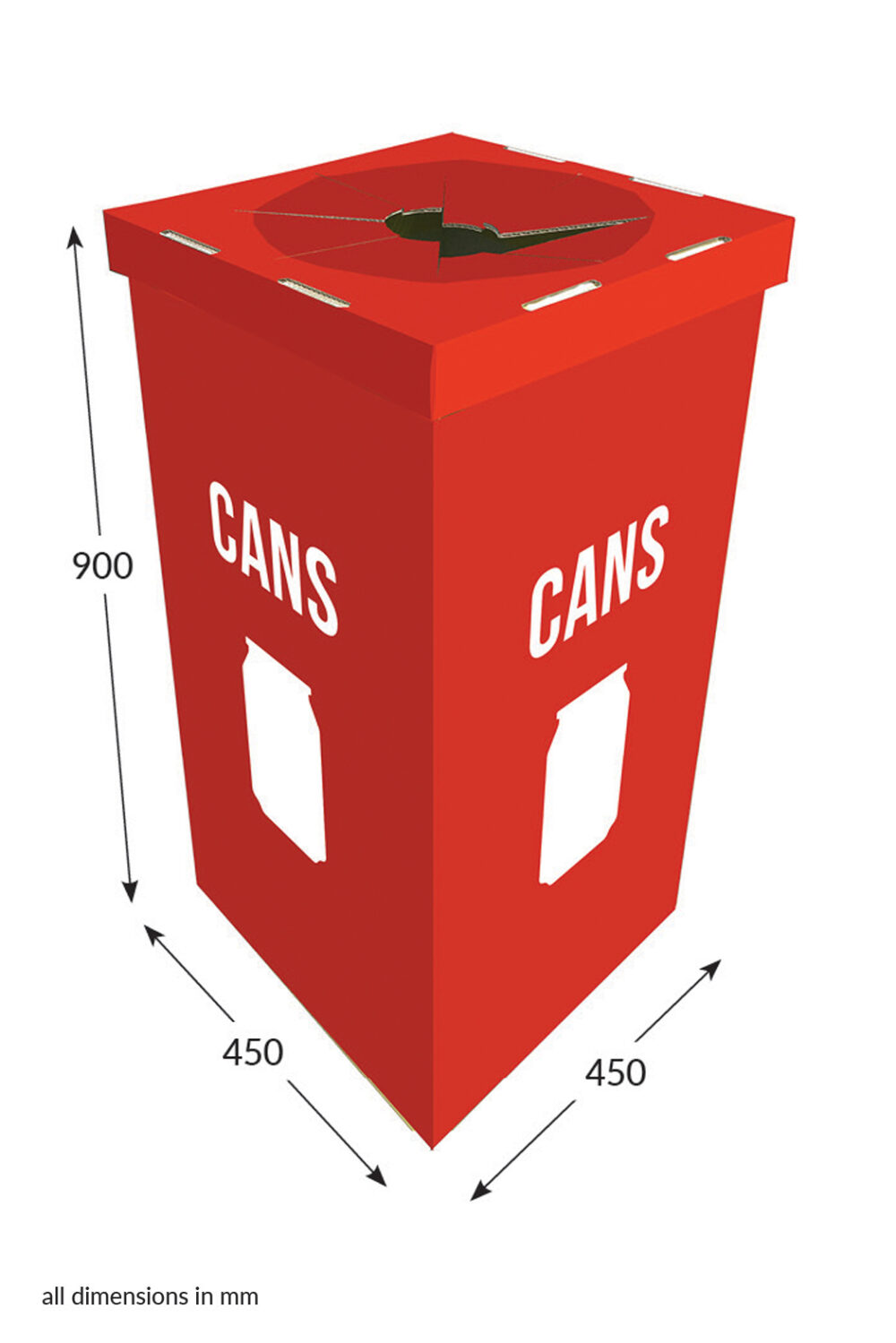 Featured image for “Large Square Dump Bin With Lid - Cans (Red)”