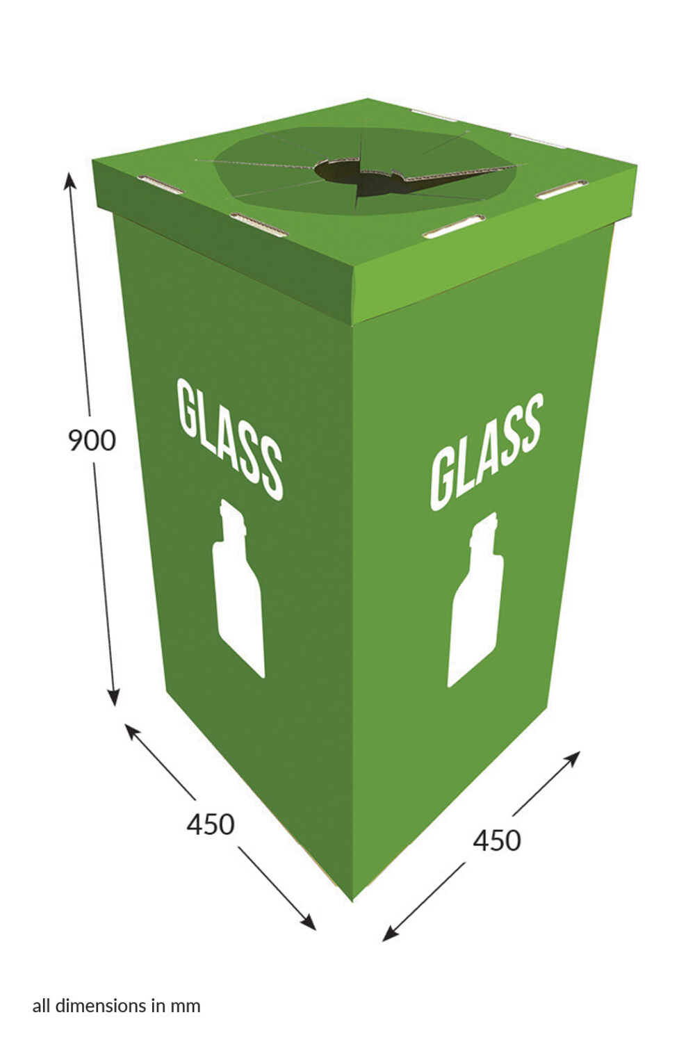 Featured image for “Large Square Dump Bin With Lid - Glass (Green)”